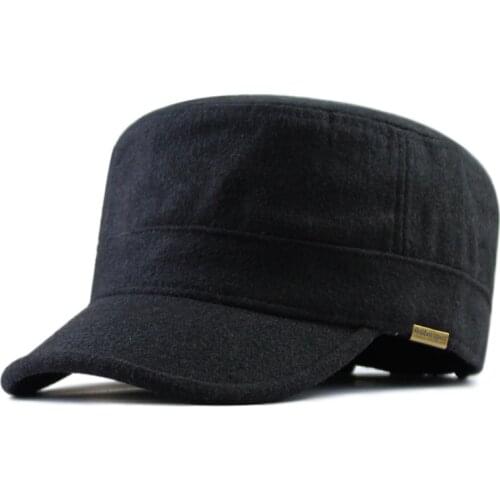 2021 Autumn and Winter Dad Flat Top Hat Adult Outdoors Felt Military Cap Man Woman Plus Size Wool Navy Hats 60-68cm