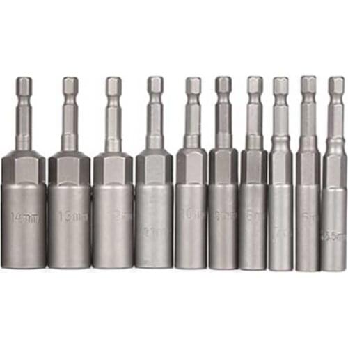 Hot XD-10Pc 1/4 Inch Wrench Hex Bit Socket Set Deep Long 1/2 Inch Impact Drill Socket Adapter Drill Bits