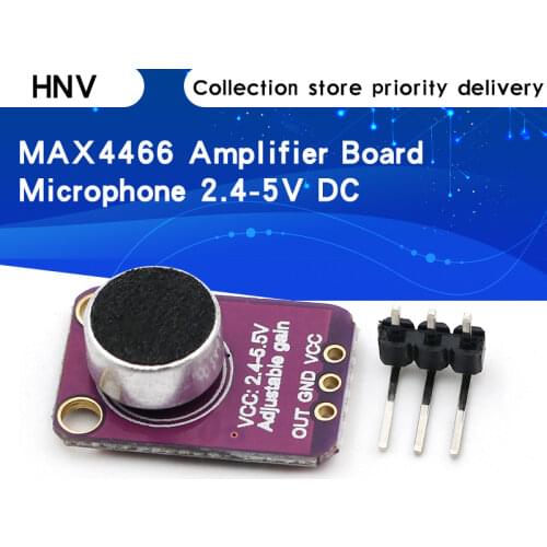 GY-MAX4466 MAX4466 Electret Microphone Amplifier Module Adjustable Gain OUT GND VCC Amplifier Board 2.4-5V DC