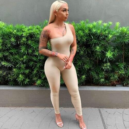 Sexy One Shoulder Casual Sporty Rompers Womens Jumpsuit Summer Fitness Sleeveless Bodycon Workout Active Wear Overalls for Women