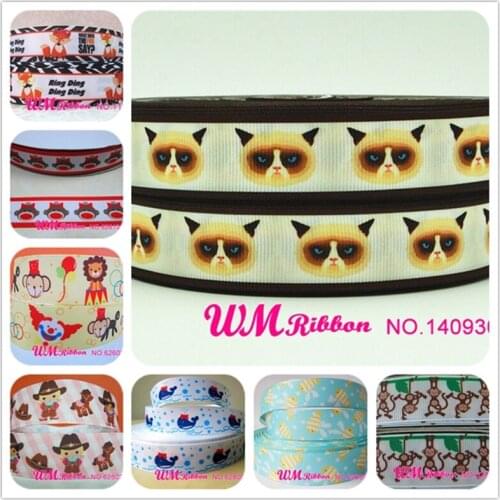 Q&N ribbon 7/8inch 22mm Animal Cats webbing printed grosgrain ribbon 50yards/roll for headband hair tie free shipping