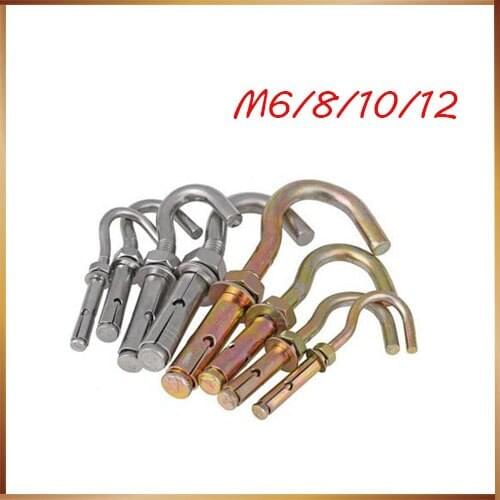 M6 304 Stainless Steel Expansion Screw Open Cup Hook Bolts, 5pcs