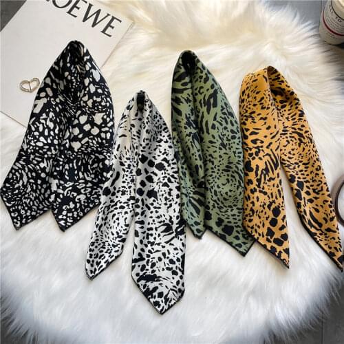 Women Small Neck Scarf Print Silk Square Scarves Office Lady Head Kerchief Female Hair Band 2021 Designer Foulard Hijab Bandana
