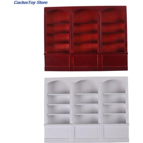 1 pc bookcase 1/12 Dollhouse Miniature Furniture Multifunction Wood Cabinet Bookcase 2 colors L22.7x W2.9x H17.6cm