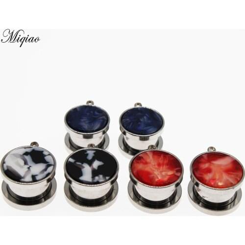Miqiao New 2pcs Stainless Steel Acrylic Acrylic Screw Back Double Flared Ear Tunnels Piercing Body Jewelry