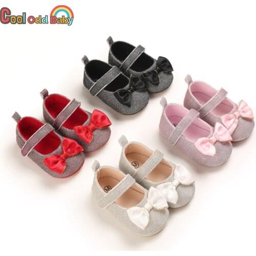 Fashion Bling Infant Baby Girl Shoes For Newborn First Walkers Toddler Cute BowKnot Non-Slip Rubber Sole Footwear Princess Shoes