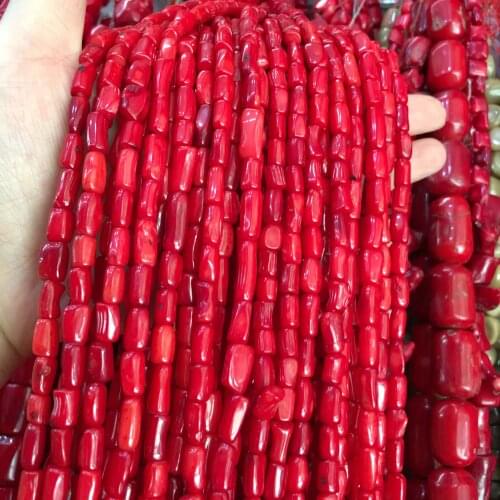 Natural Coral Bead Irregular Shape Length 38CM for Ladies DIY Bracelet Necklace Jewellery Bead Exquisite Gift Size 5x10-6x10mm