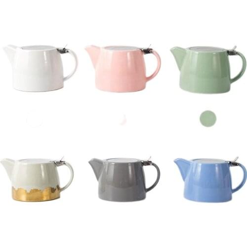 Wholesale custom ceramic teapot with stainless steel lid and infuser porcelain tea pot