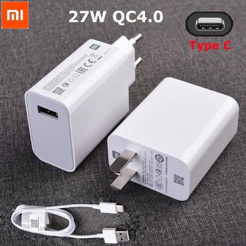 Original Xiaomi 27W Fast Charger QC 4.0 Turbo Adapter USB C Cable For Mi 9 10 9T Pro Max 3 Mix 3 A3 CC9 Redmi note 8 9 pro 8T 9s