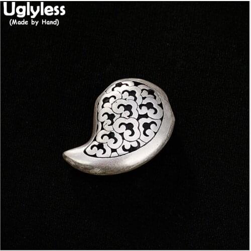 Uglyless 100% Real Solid 990 Silver Tooth Pendants Necklaces no Chains Hollow Ethnic Handmade Fine Jewelry Exotic Thai Silver