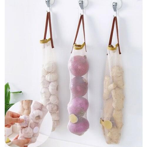 Portable Hangable Fruit And Vegetable Garlic And Onion Storage Kitchen Multifunctional Hollow And Breathable Mesh Bag