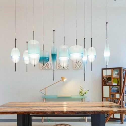 Post modern chandelier bar bar cafe restaurant decoration art simple gradual change glass personalized lamps