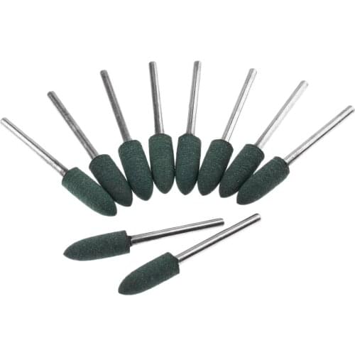 10Pcs 4/6mm Bullet Rubber Grinding Head 3mm Shank Polishing Buffing Wheel For Mould Polishing Dremel Rotary Tools