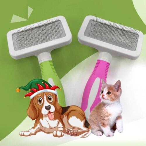 Bath Brush Cat Dog Comb Grooming Tools Dog Peigne Puces Pour Chats Pet Grooming Vlooienkam Cat Removal Stainless Steel Pin Brush