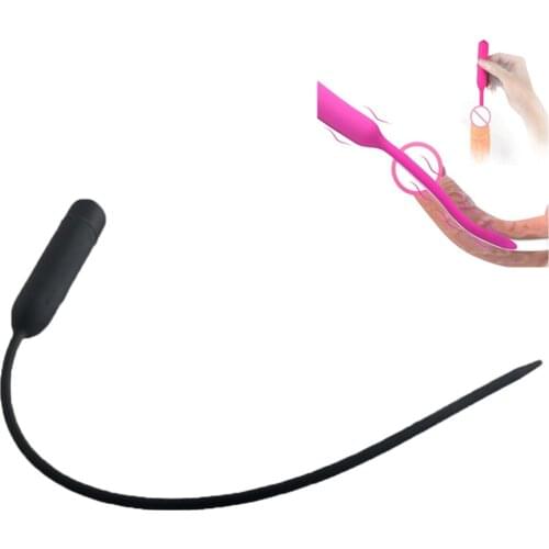 Silicone Urethral Vibrator Catheter Super Long Penis Plug Vibration Urethra Sound Dilator Massager Insert Dildo Sex Toys For Men