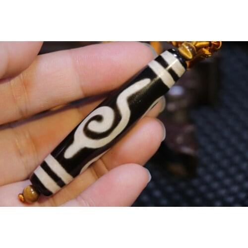 Super Energy Tibetan Old agate 4 eye ruyi dZi Bead Amulet necklace From Timestown