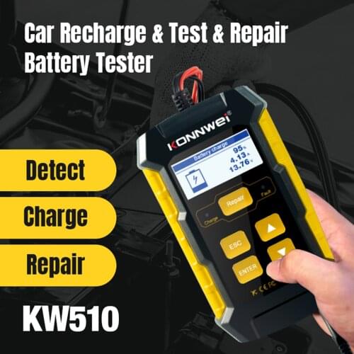KW510 Car Battery Tester Multifunctional Pulse Repairing Car Battery Chargers Auto Maintenance Tool Automotive Diagnostic Device