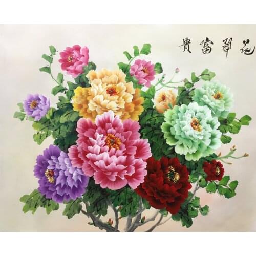 Ultra Low Price Sale 100% Hand Painted High Quality Modern Abstract Canvas Oil Painting Peony Flower Wall Art Picture HomeDecor