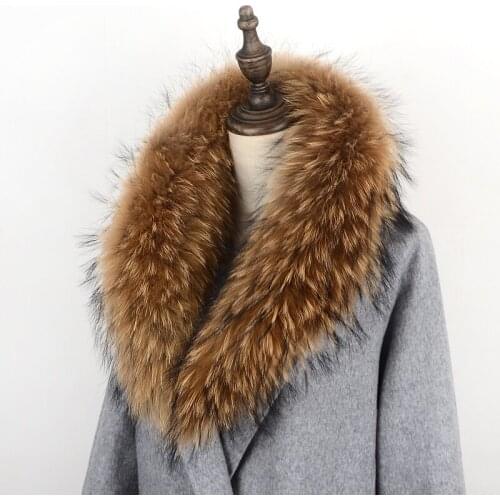 100% Genuine Raccoon Fur Collar Scarf For Coat Detachable Natural Raccoon Fur Scarf For Women Real Fur Collar Neck Warmer