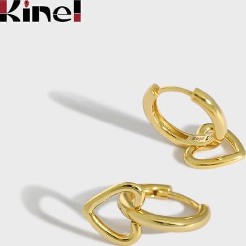Kinel Silver 925 Jewelry Korean Temperament Women 18 Real Gold Plated Sexy Hot Elegant Love Heart Earrings Gift