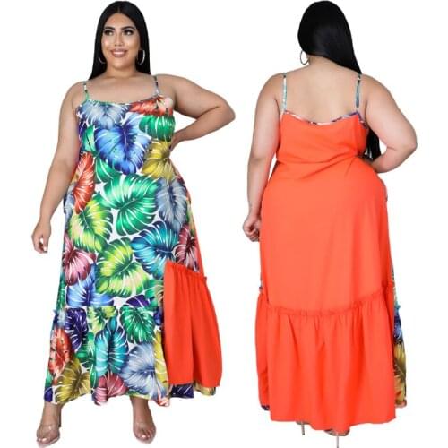 2021 New Arrival Famous Brand Women Dress Sling Flower Print Square Collar Large Size