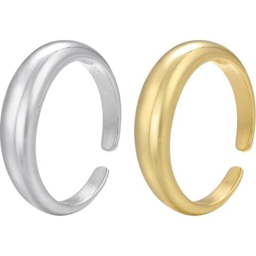 ZHUKOU NEW gold silver color Hip hop chunky rings for women thin Glossy opening ring trendy Girls Party Jewelry Wholesale VJ241