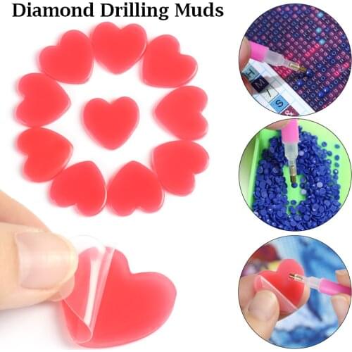 10PCS Resin 5D Pink Drilling Mud Crafts Dotting Heart Clay Painting DIY Nail Art Tools Handcraft Cross Stitch Accessories