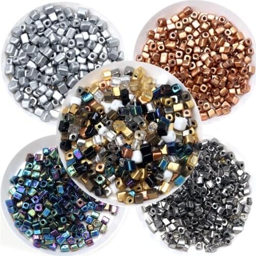130Pcs/Lot About 4mm Irregular Square Glass Seed Beads for Jewelry Making Earring Necklace Bracelet DIY Charms Handmade