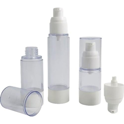 200 x 15ml 30ml 50ml Airless lotion Pump Bottle 1 oz Refillable Transparent Cosmetic Container PP Airless Cosmetic Packaging