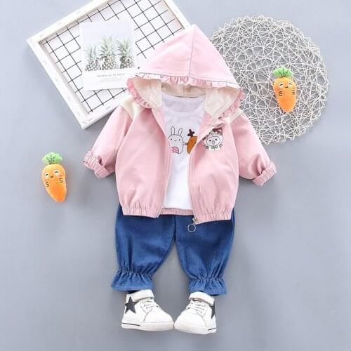 2021 Spring Autumn Infant Baby Boys/Girls Toddler Clothes Sets Cartoon Casual Shirt+Coats+Pants 3-piece Suits Childrens Wear