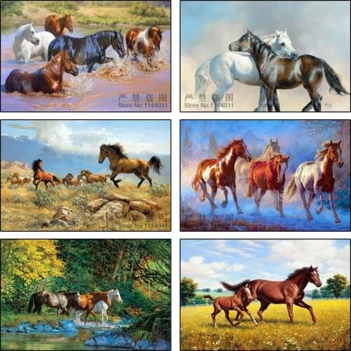5D Diamond painting Cross stitch Diy Diamond embroidery Painted horses full square drill Diamond mosaic pasted Needlework