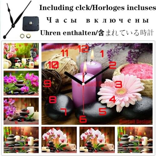 New diy diamond painting full set with clock flower diamond embroidery full set clock flower diamond mosaic sale decoration home