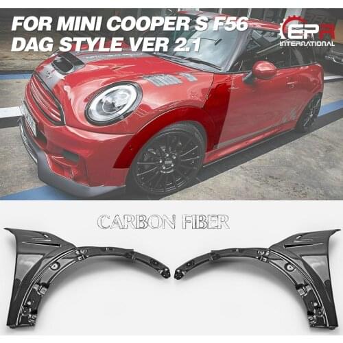 Car Accessories For F56 Mini Cooper S DAG Style Carbon Fiber Vented Front Fender Glossy Finish Wheel Flare Arch Cover Body Kit