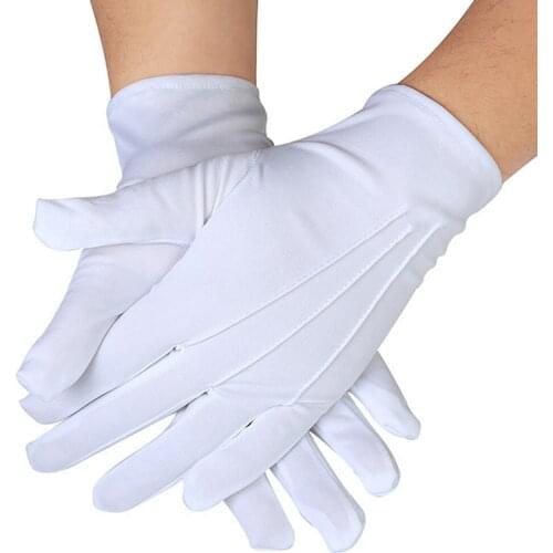 White Gloves Magician Honor Guard Hands Protector Full Finger Men Women Formal Tuxedo Etiquette Gloves Reception Parade present