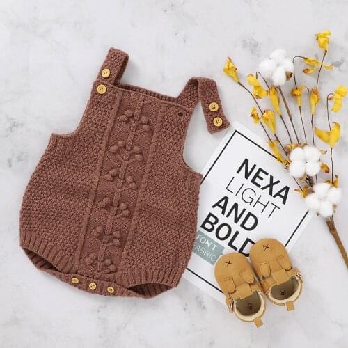 Baby Rompers Sleeveless Autumn Newborn Boy Girl Jumpsuit Fashion Pompom Toddler Infant Clothing Knitted Overall Girls Clothes
