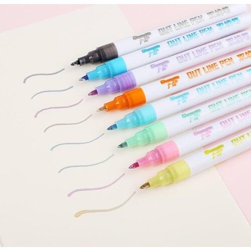 153-Color Double Line Outline Pen Highlighter Metal Color Signature Pen DIY Fantasy Highlighter Hook Line Pen Set Marker Pens