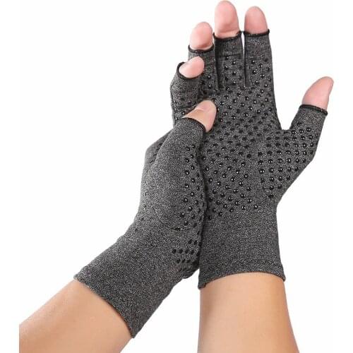 Indoor Sports Breathable Copper Fiber Health Care Half Finger Men Gloves Women Rehabilitation Training Arthritis Pressure Glove