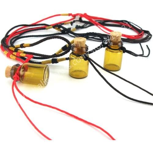 Hot sale 3 psc Simple Design lucky perfume bottle long necklace vintage Wish pendant glass handicraft