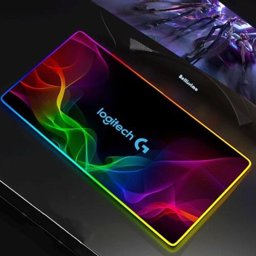 Logitech Logo RGB Gaming XXL Mouse Pad Mousepad Large Mause Pad Keyboard Desk Carpet Game Rubber No-slip LED Mouse Mat 90x40CM