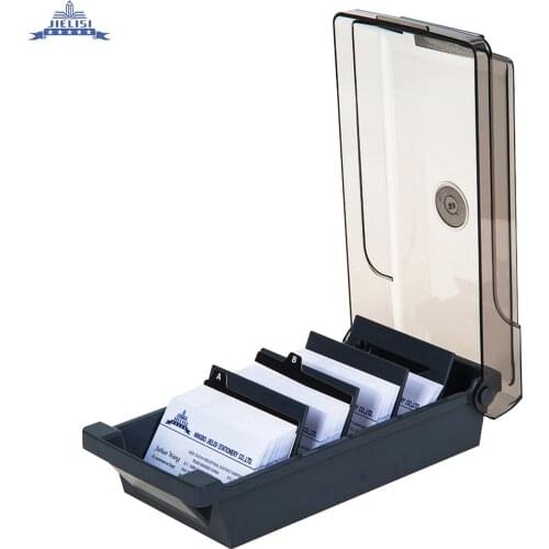 JIELISI Name Card Box Business Card Holder For Desk With Dividers And Index Tabs For Men And Wowen(500 Cards Capacity)