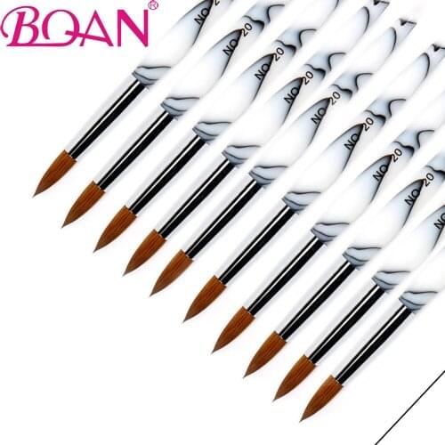 BQAN #20 Pure Kolinsky Sable Hair Acrylic Nail Brush Crystal Nail Art Paint Brush Acrylic Handle Manicure Tool For Professional