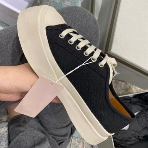 Fashion Round Toe Thick Bottom Casual White Shoes Women Lace-up Sneakers Women Leather Flat Canvas Shoes Women Zapatos de mujer