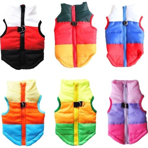 3-color Stitching Dog Cat Jacket Winter Warm Pet Clothes for Small Dogs Puppy York Terrier Spitz Waistcoat Mascotas Clothing