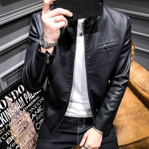 2018 autumn leather mens Korean style handsome slim pu leather jacket mens thin youth motorcycle casual jacket trend