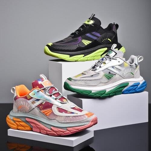 Male Sneakers Fashion Mesh Breathable Trendy Casual Shoes Adult Height-increasing Sports Shoes High-quality Lightweight