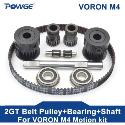 POWGE VORON M4 Extruder kit 2GT 20T Tooth Pulley 188-2GT GT2 Belt Loop 5x50mm Shaft Bearing F625-2RS Bondtech Gear Motion Parts