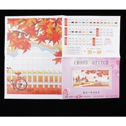 Cross Stitch Kits Cross-Stitch Pattern Maple Landscape with Threads Printed