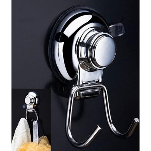 Stainless Steel Removable Vacuum Suction Cup Swivel Double Wall Hook Bathroom Kitchen Holder Hanger Towel Robe