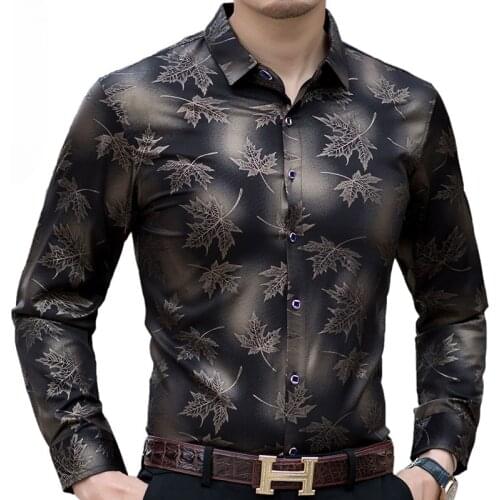 2021 New Social Long Sleeve Maple Leaf Designer Shirts Men Slim Fit Vintage Fashions Mens Shirt Man Dress Jersey Clothing