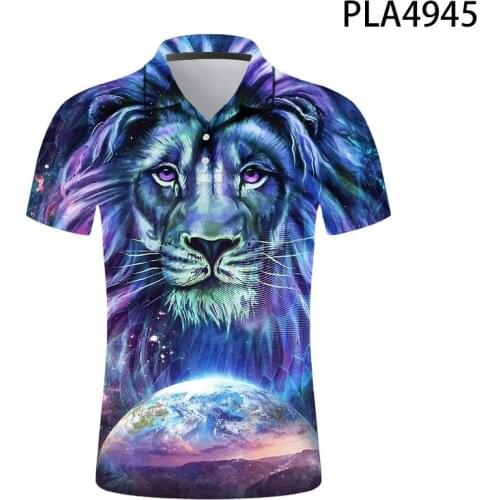 Ropa De Hombre Fashion Casual Summer Short Sleeve New 3D Printed Men Shirts Lion Animal Series Streetwear Polo Homme Tops